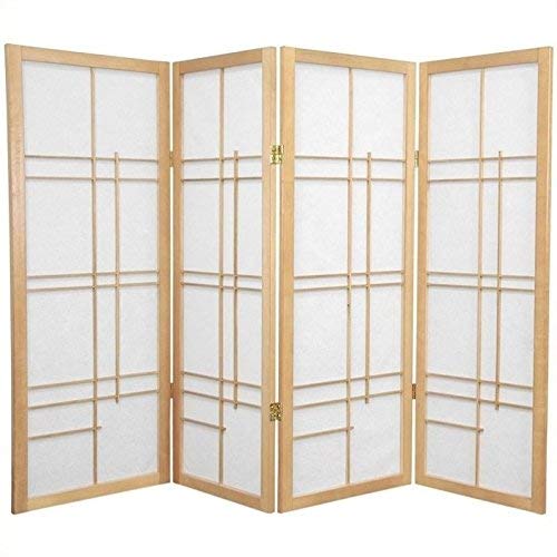 Oriental Furniture 4 ft. Tall Eudes Shoji Screen - Natural - 4 Panels